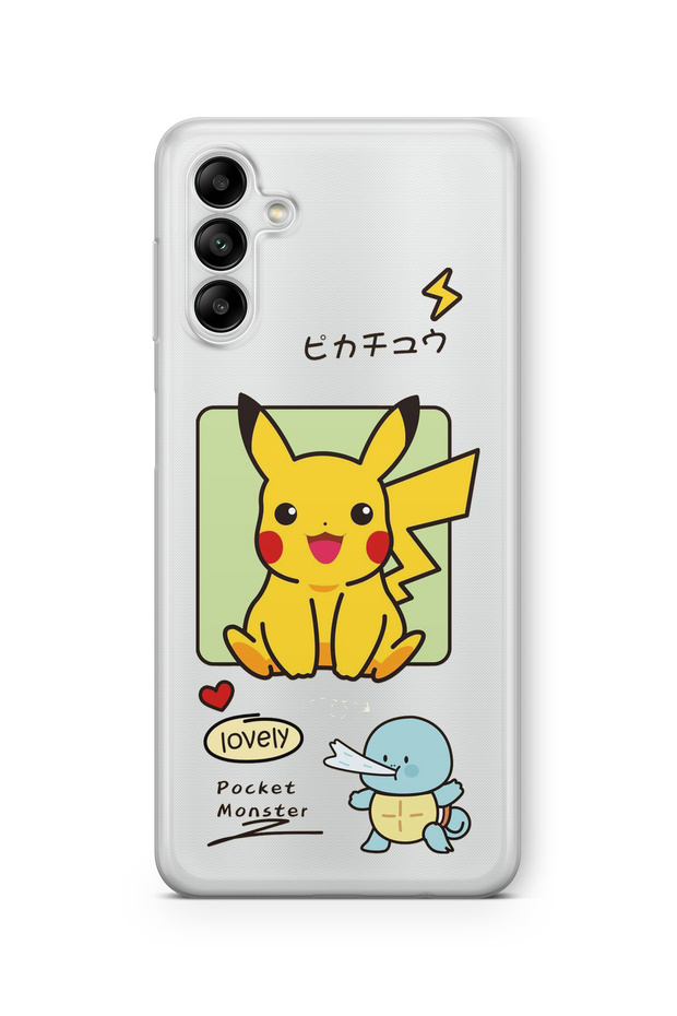 Samsung Galaxy A56 Compatible Pokemon Pikachu Design Printed Transparent Case