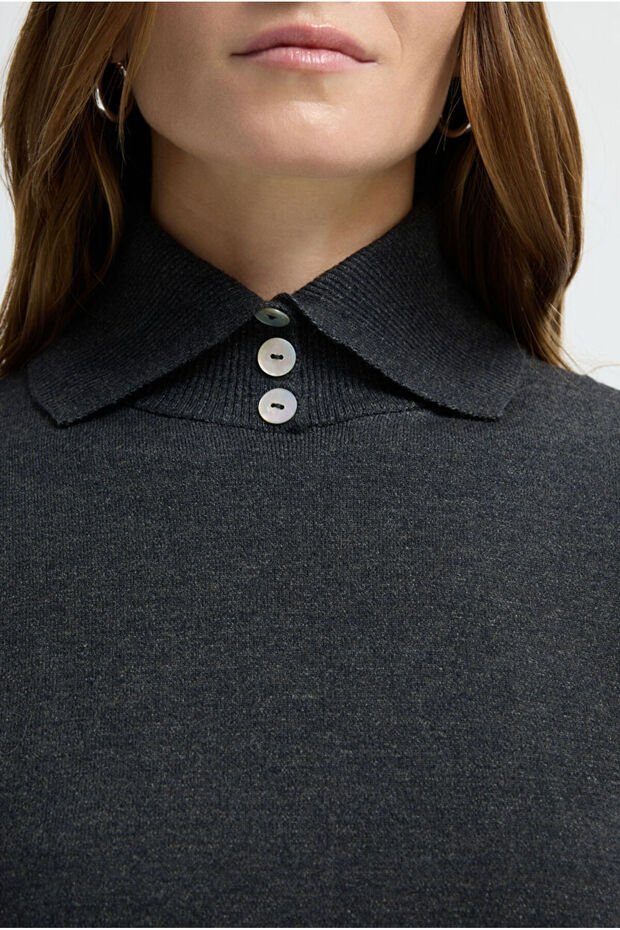 Dik Yaka Triko Bluz - 2