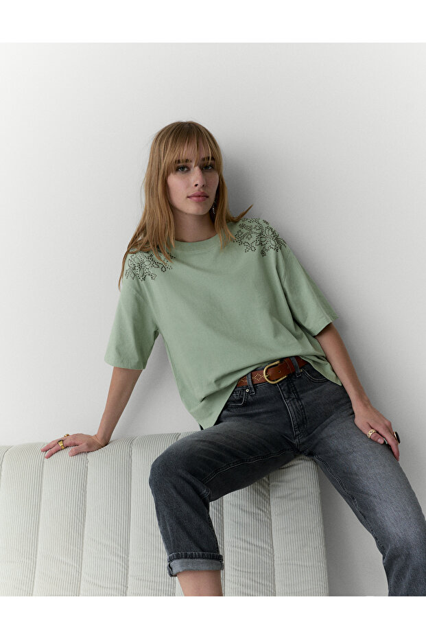 Per Una Pamuklu Oversize Tişört - 3