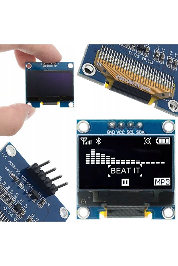 Modul Display OLED 0.96" Alb | 4 Pini I2C 128x64 | 3.3–5V - 1