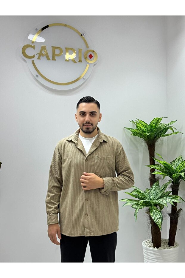 Erkek Kadife Gömlek Yüksek Kaliteli Gömlek Oversize Kalıp Renk Solması Yapmaz - 3