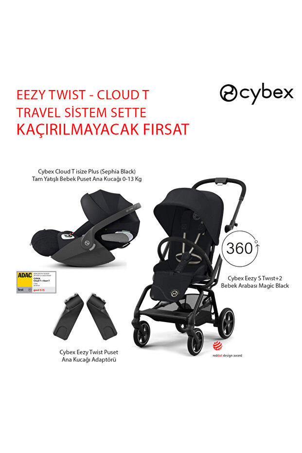 3 lü travel sistem Eezy S 360 Twist+2 + Cloud T Plus isize + Eezy Adaptör - 1