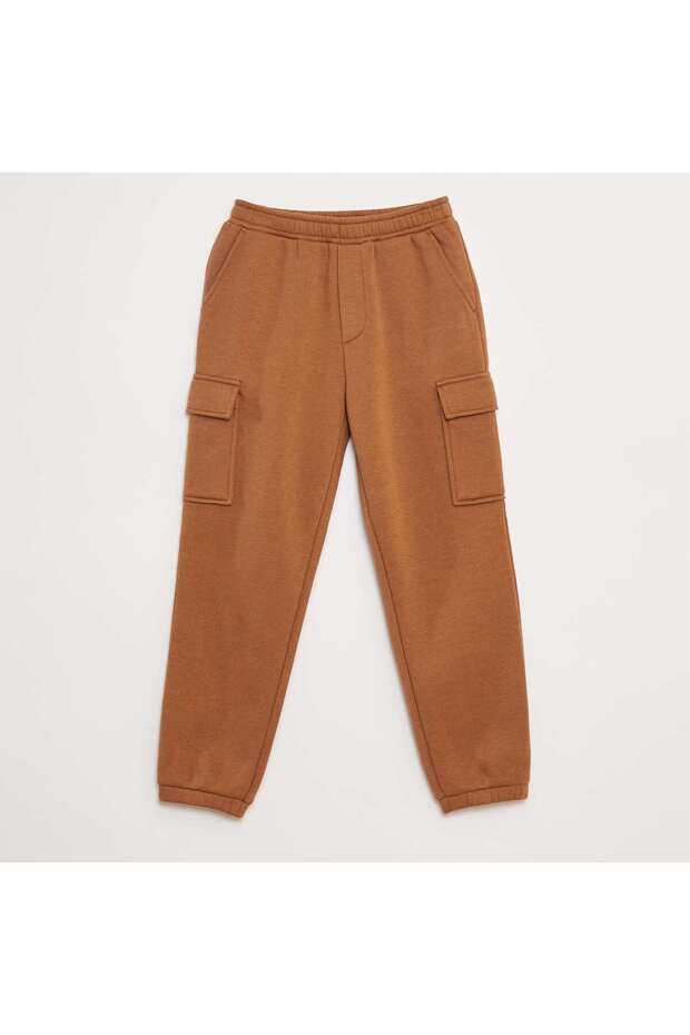 Multi-pocket sweatshirt fabric joggers BEIGE