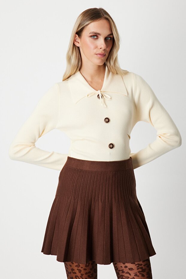 Piliseli Mini Triko Etek - 4