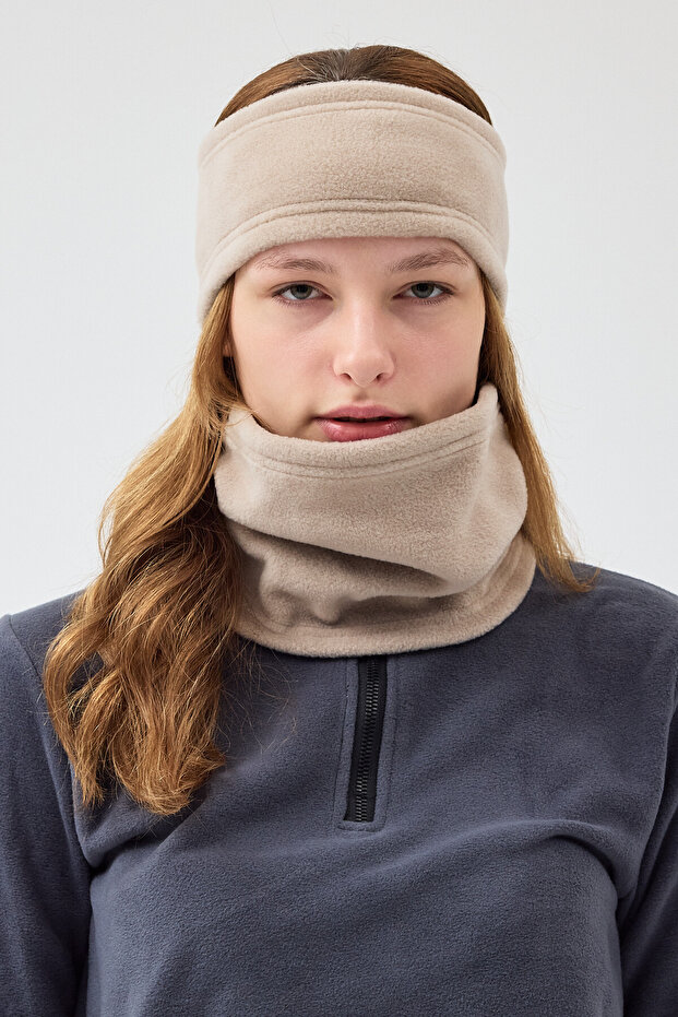 100% Micro Polar Flexible Multifunctional Neck Collar + Headband Women's Winter Set