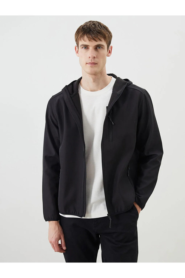 LCWAIKIKI Classic Siyah Standart Kalıp Kapüşonlu Erkek Mont - 2