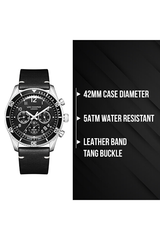 ساعة رجالية متعددة الوظائف بمينا أسود - LC08260.351 - 8