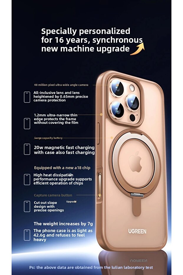 UGREEN Magnetic Case for iPhone 16 Pro Max with 360-degree Rotating Stand - 2