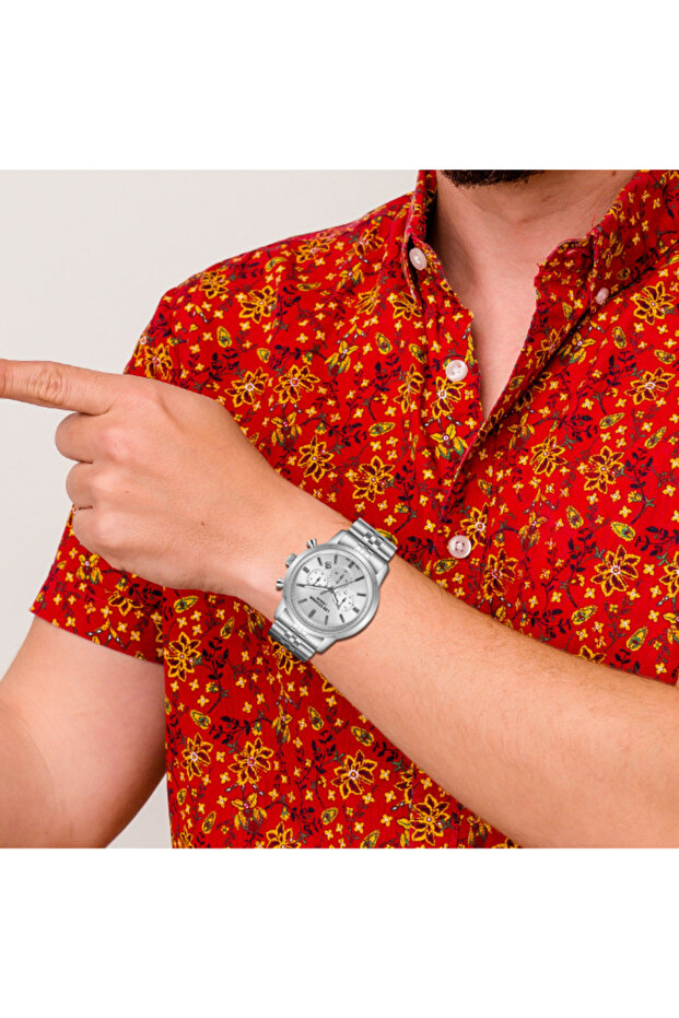 ساعة رجالية متعددة الوظائف بمينا فضي - LC08187.330 - 6