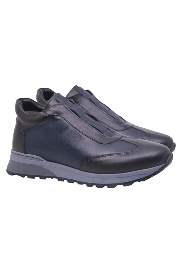 Men's Navy-Black Casual Genuine Leather Shoes