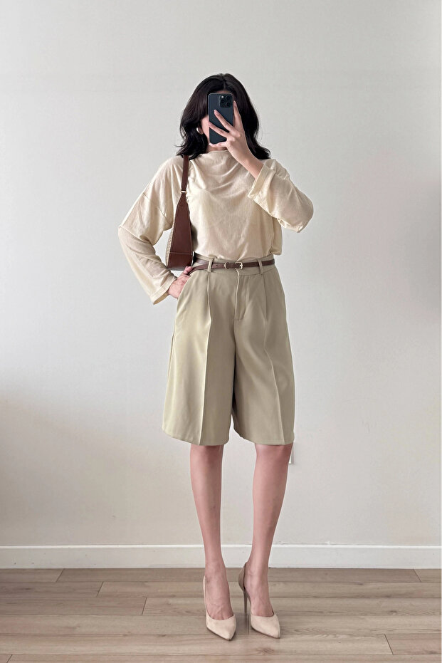 Kadın Çağla Oversize Şort 1017-4142 - 3