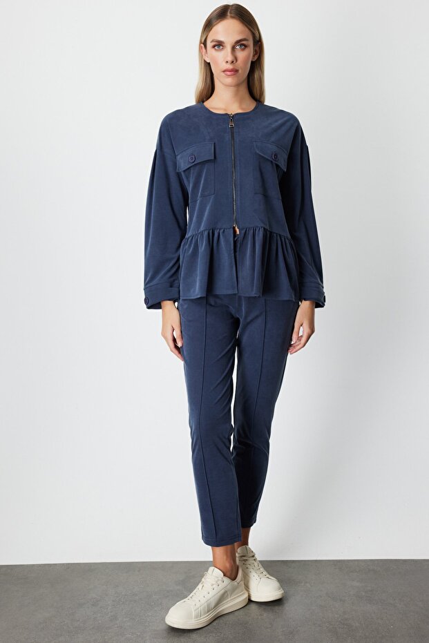 Pleated Jacket with Flap Pockets-66518 - 3