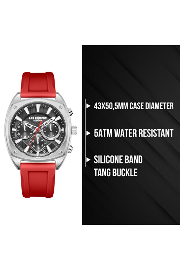 ساعة رجالية متعددة الوظائف بمينا رمادي - LC08237.468 - 8