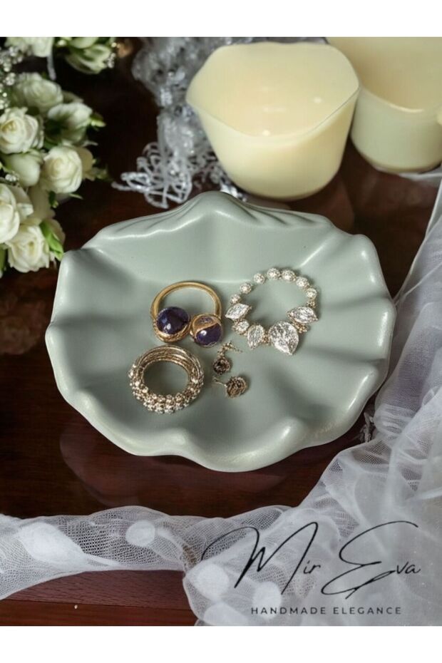 Dekoratif Dalgalı Takı ve Anahtarlık Tabağı – Modern Şık Tasarım | Taş Tozu El YapımI - 2