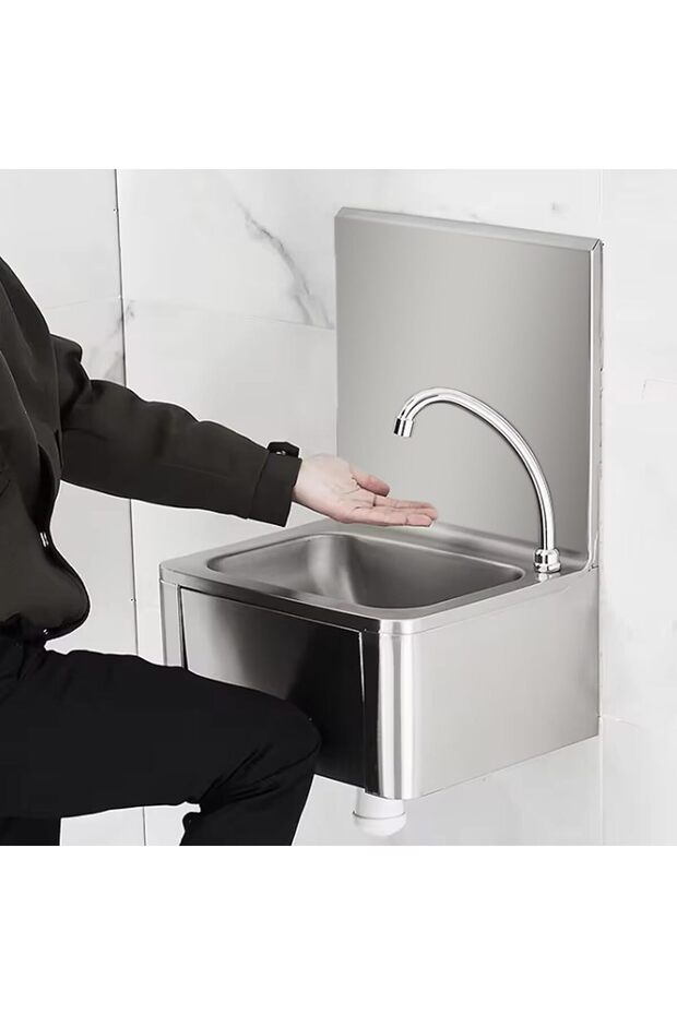 Grace Commercial Kitchen Knee Operated Hand Wash Sink Stainless Steel Kitchen Basin Hand Free Cateri
