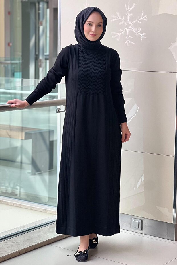 Zigzag Desenli Merserize Elbise - 2