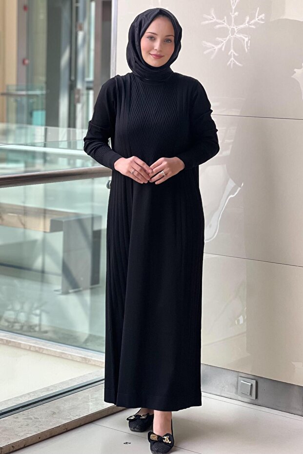 Zigzag Desenli Merserize Elbise - 3