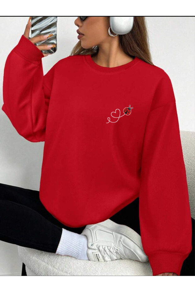 Ladybug Printed Cotton Sweatshirt
