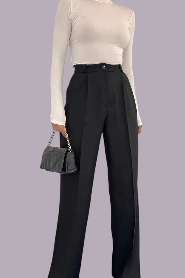 Peryy Women's High Waist Pleated Fabric Pants