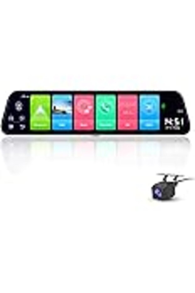 SZKJ D50 12 Inch Full Screen 4G Touch IPS Car Dash Cam Rear View Android 8.1 Mirror with WiFi GPS Na