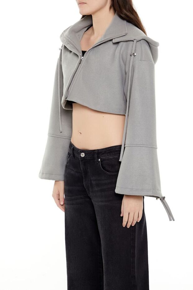 Crop Geniş Kollu Ceket - 4