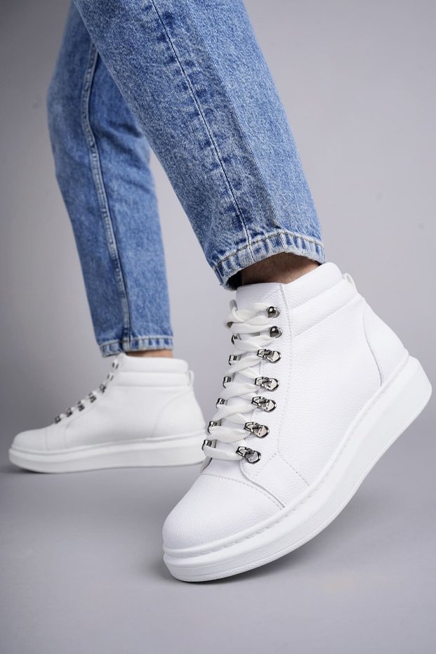 Slw206 Ottawa Lace-Up Skin Men's Daily Sports Boots Bt - White
