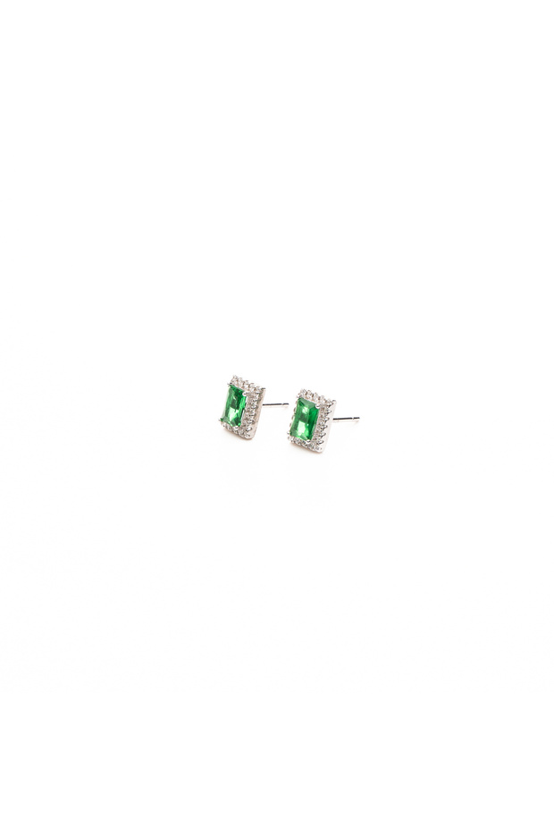 Emerald Silver Earrings - 2