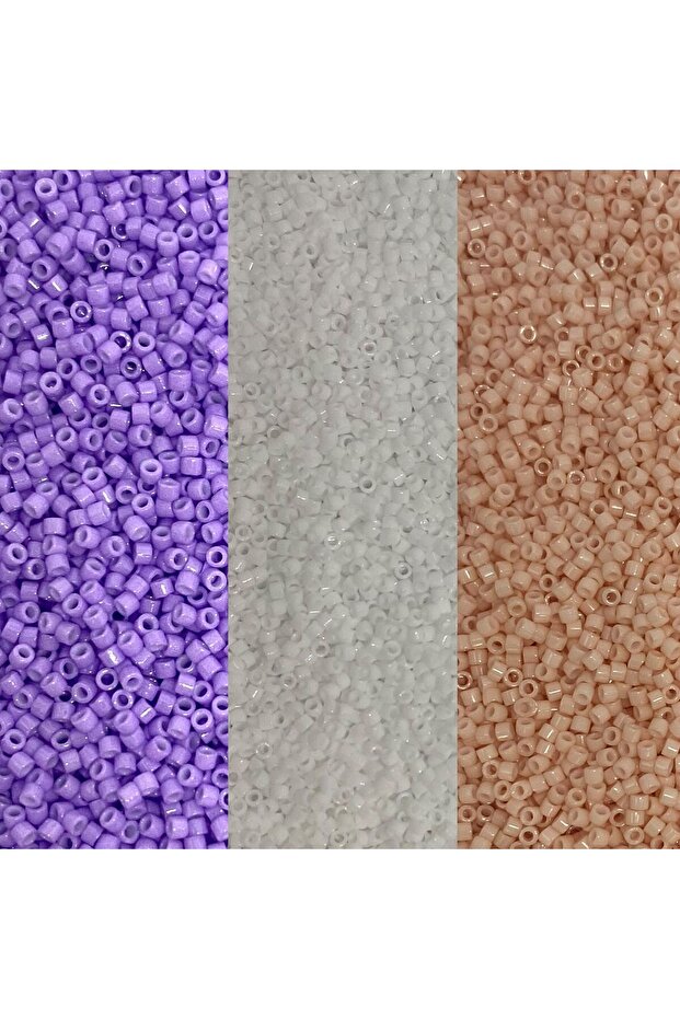 Miyuki Delica Beads 11/0 Triple Set, Db2138 Lilac, Db202 White with Janjan, Db206 Salmon 2 Grams Each