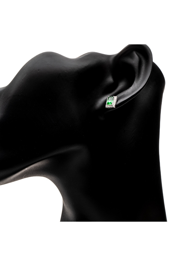 Emerald Silver Earrings - 3