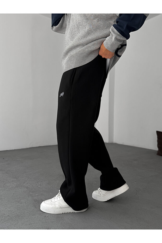 Siyah Basic Baskılı Boru Paça Eşofman JJ-102 - 4