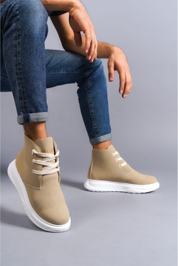 Slw204 Franca Lace-Up Suede Men's Sports Boots Sbt - Beige