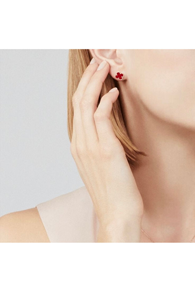 Red Flower Earrings - 2