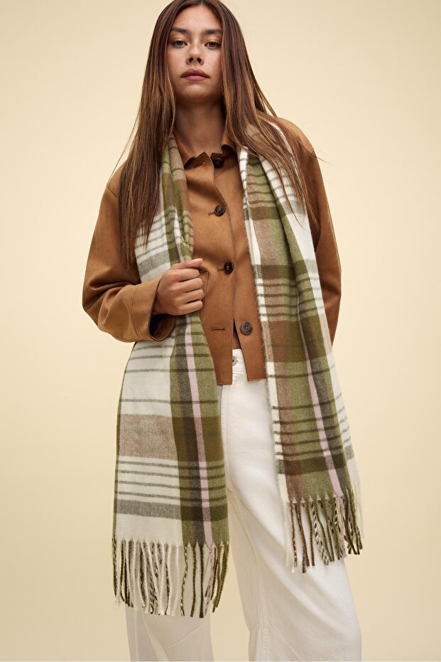 Kontrast Kareli Atkı - 4