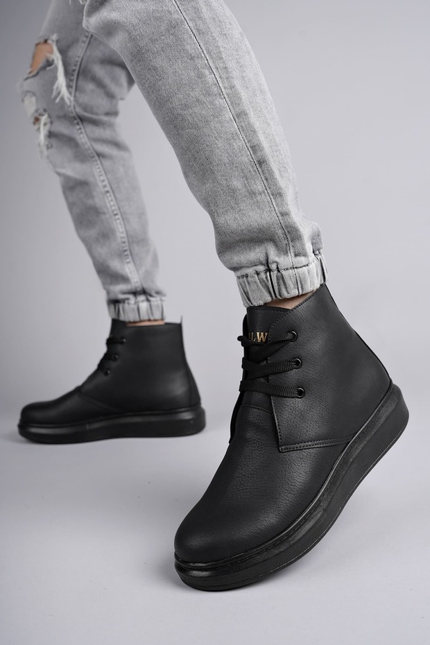 Slw207 Oslo Lace-Up Skin Men's Daily Sports Boots St - Black