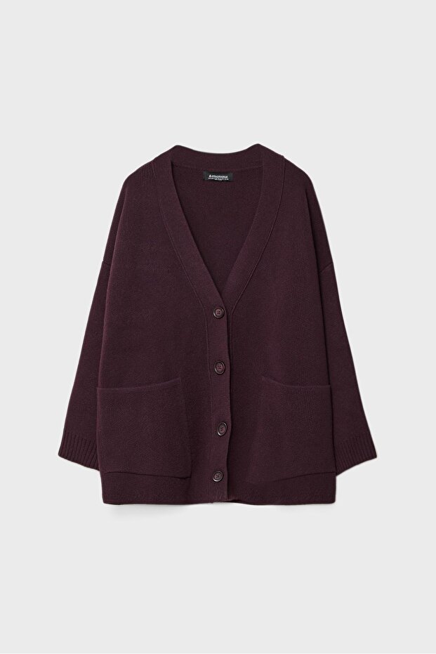 Düğmeli regular örgü hırka - 6