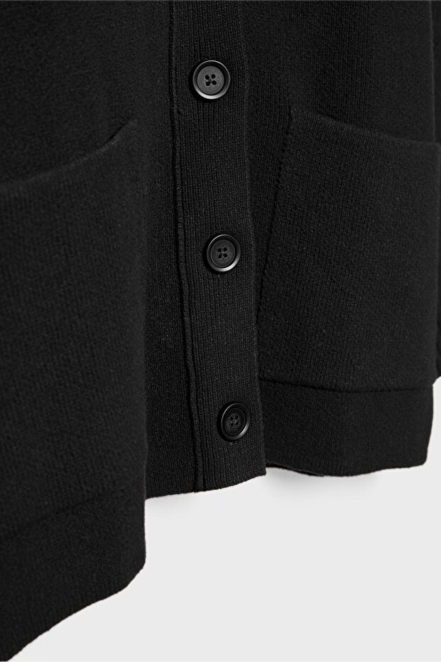 Düğmeli regular örgü hırka - 8