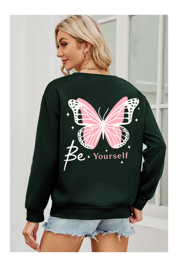 سويت شيرت كبير الحجم بتصميم مطبوع للجنسين من Be Yourself
