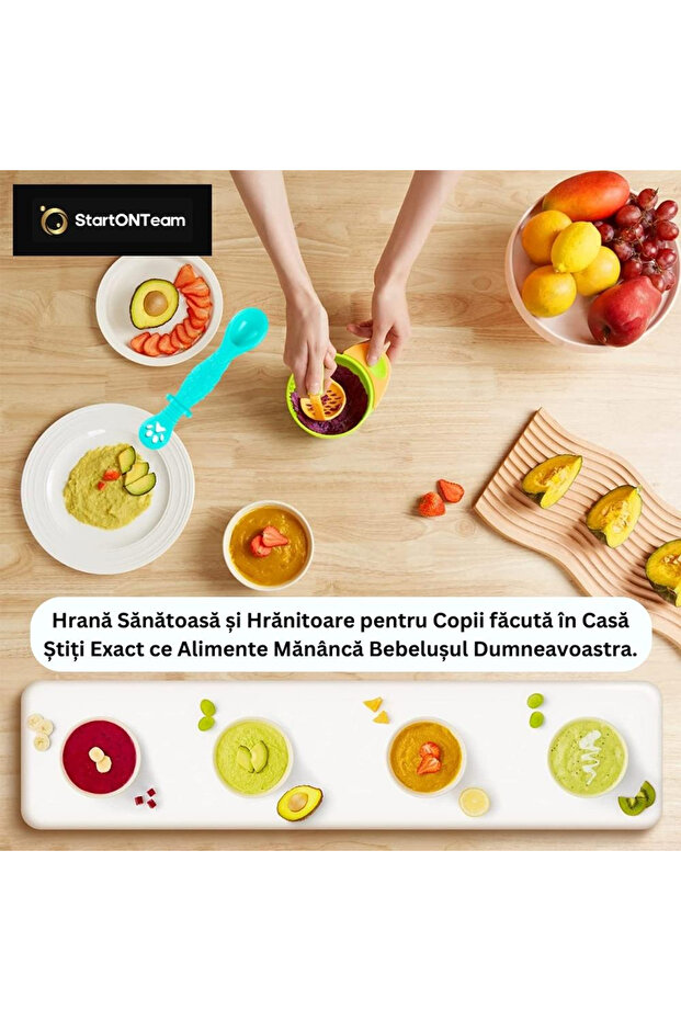 Set of 2 Baby Spoons for Feeding and Diversification, 2 Heads, Multicolored Green and Red - 8