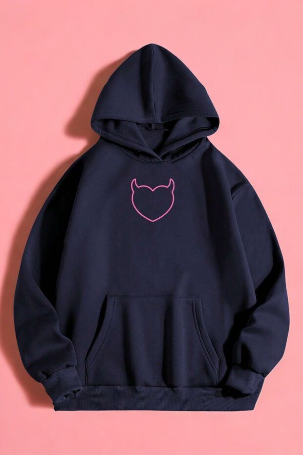 Heart Printed Unisex Oversize Sweatshirt
