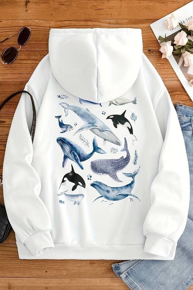 Whales Printed Oversize Sweatshirt