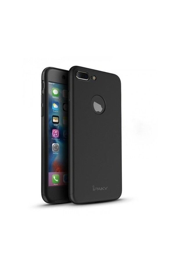 Apple iPhone 7 Plus Full Cover 360 Black Case + Free Screen Protector - 4
