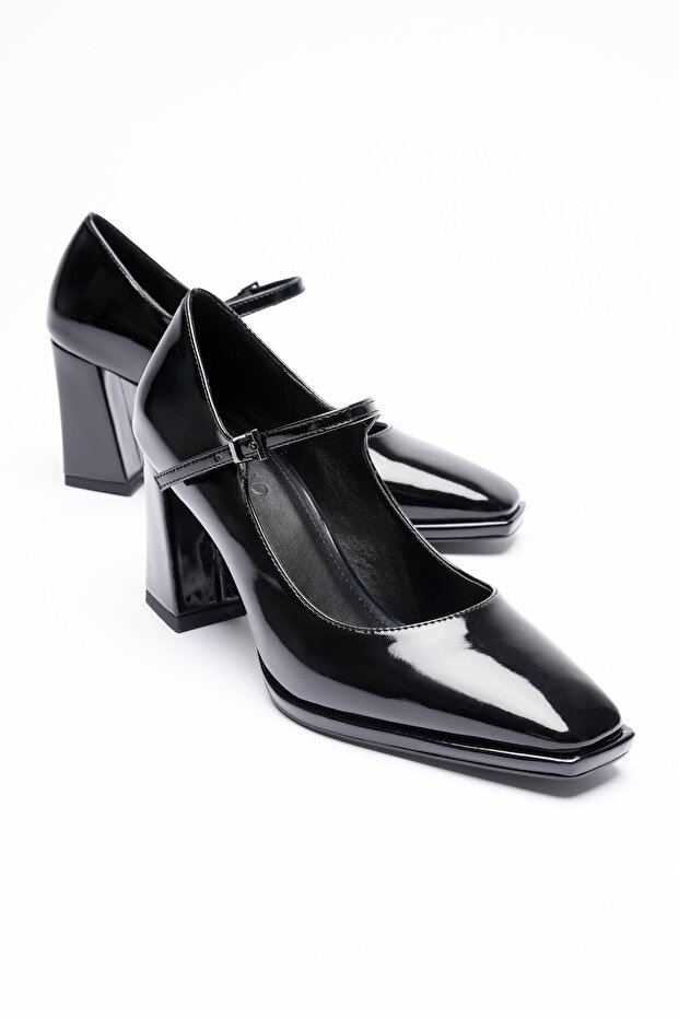 Women's Patent Leather Thick Heeled 7.5 cm Platform Black Orliva