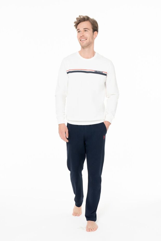 18925B Men's Ecru Round Neck Long Sleeve Pajama Set