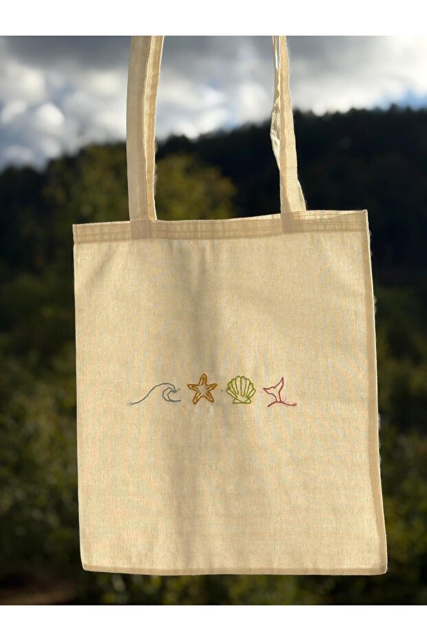 Mini Sea Urchin Hand Embroidered Raw Linen Bag
