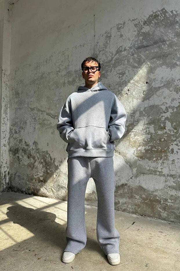 ERKEK Baggy Basic Oversize Premium Model 3iplik Eşofman Takımı - 1