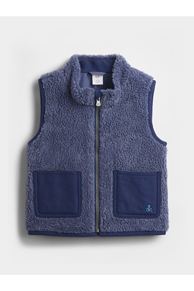 Erkek Bebek Mavi Sherpa Utility Yelek - 1
