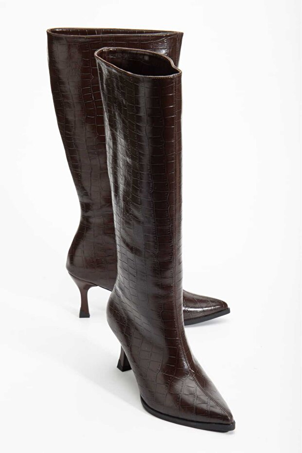 Velora Brown Pointed Toe Women's Heeled Boots