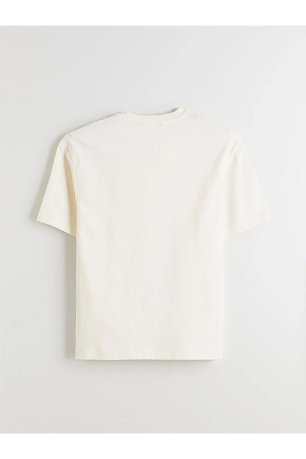 XSIDEEkru Bisiklet Yaka Erkek Tişört - 1