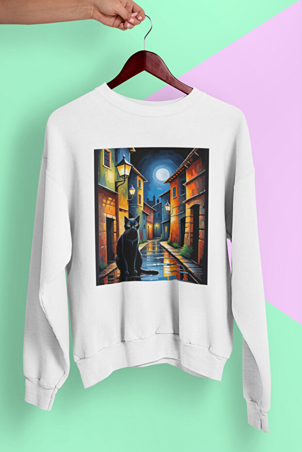Stil-X Cute Cats Printed Unisex Circular Neck Oversize Sweatshirt