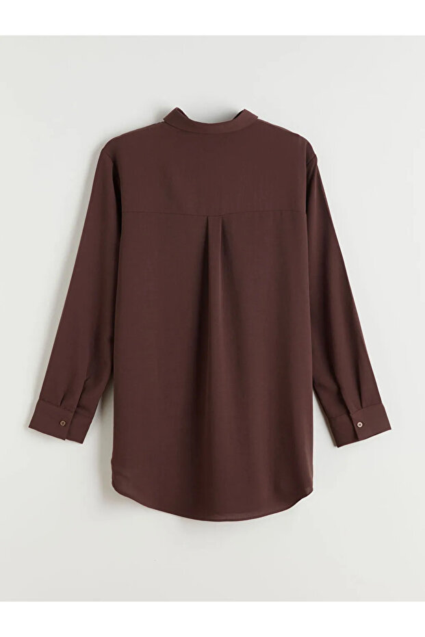LCW Modest Kahverengi Cep Detaylı Kadın Gömlek Tunik - 3